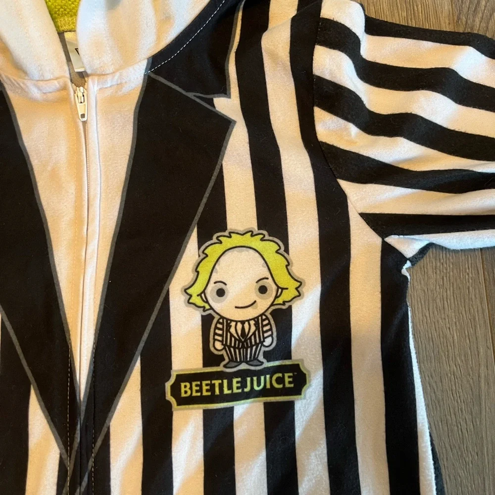 Beetlejuice Suit Kids Costume Hooded Pajama One Piece Size S